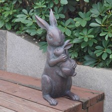 Bunny Decor Garden Outdoor Statues - Resin Standing Easter Bunny Decor for Ou...