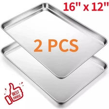 Stainless Steel Cookie Sheet Baking Pan Oven Tray Commercial Baking Sheet 2x