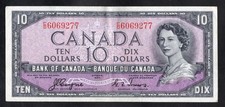 1954 Canada 10 Dollars devil s face, prefix C/D. VF 25, BC-32a