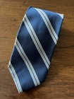 Brooks Brothers Men's Navy Blue Silk Tie Stain Resistant Striped Gold