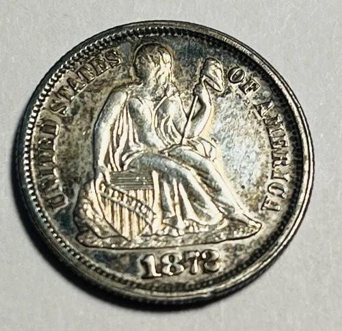 1872 Seated Liberty Dime Almost Uncirculated AU Coin 22202