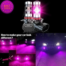 2Pcs 9145 H10 HB3 9005 LED Pink Purple Fog Light Driving DRL Bulbs