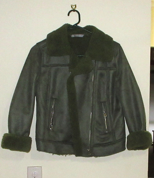 Katies Faux Suede and Sherpa Lined Motorcycle Bomber Jacket Size 8 (95)