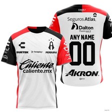 Custom LIGA MX Atlas F.C T-Shirt Soccer Sleek White Design Red Black Accents