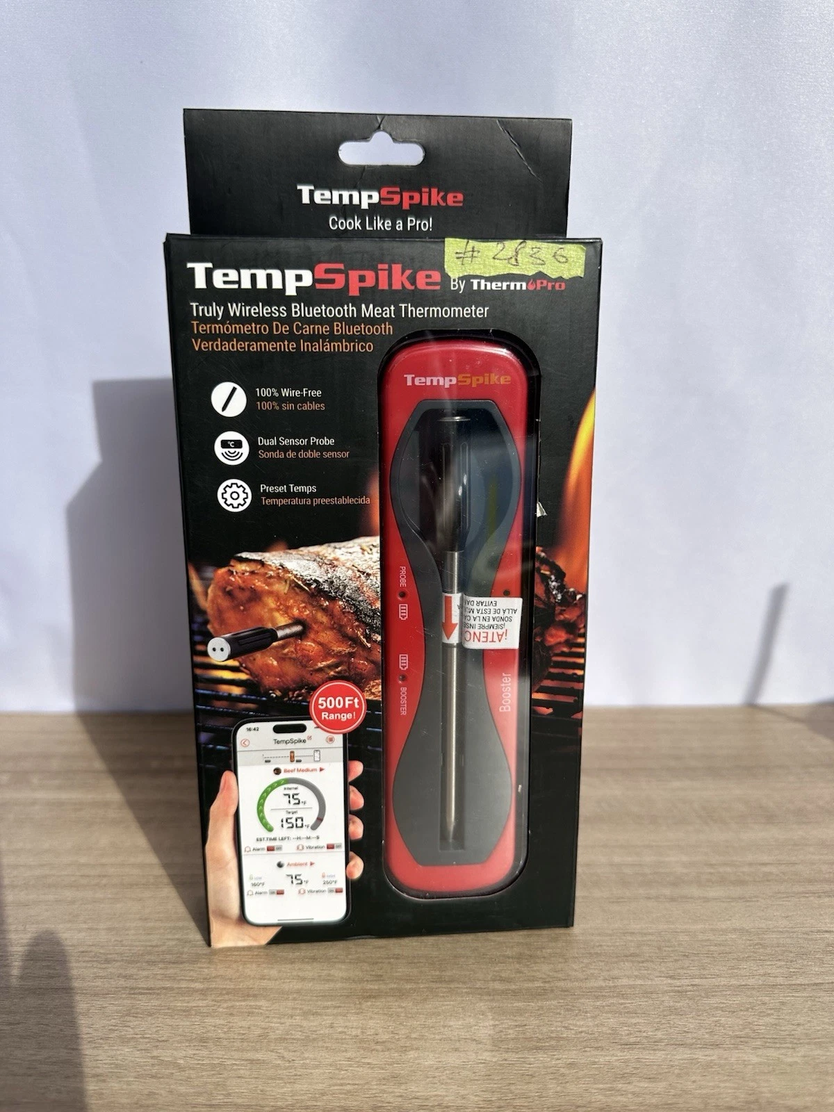 #2836 Tempspike Bluetooth Meat Thermometer 500 Ft Range Tp960w