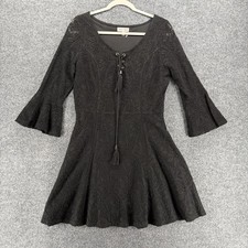 Womens Dress Size L Black Lace Floral Sleeveless Dark Coquette Fairycore Vamp