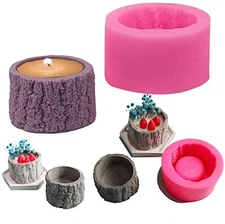 Tree Stump Flower Pot Silicone Mold for Epoxy Resin Concrete Succulent Pink 