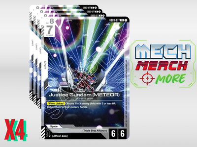 Justice Gundam (METEOR) Gundam TCG GD03-077 x4 Uncommon Steel Requiem playset