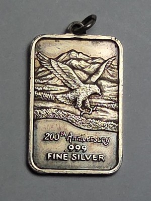 Vintage 5 gram Silver Pendant/bar American Eagle 200th Anniversary