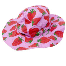 Megan Crosby Girls Sophie Pink Strawberry Print Bucket Hat Summer Sun