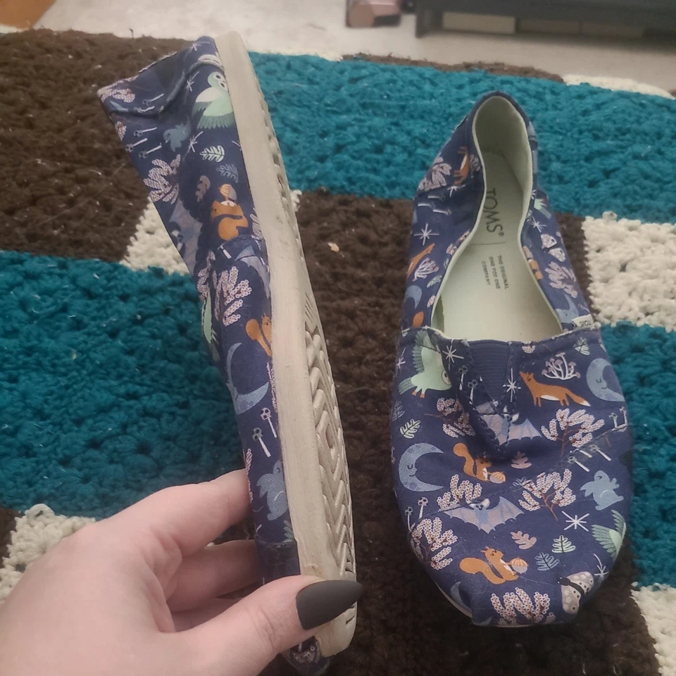 Туфли TOMS Twilight Blue Woodland Creatures Alpargata размер 9 синие животные сова лиса - Изображение 2 из 4