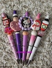 5-Pack Beaded Pens Pack, Sanrio, Christmas, Coffee, Writing, Retractable Pens