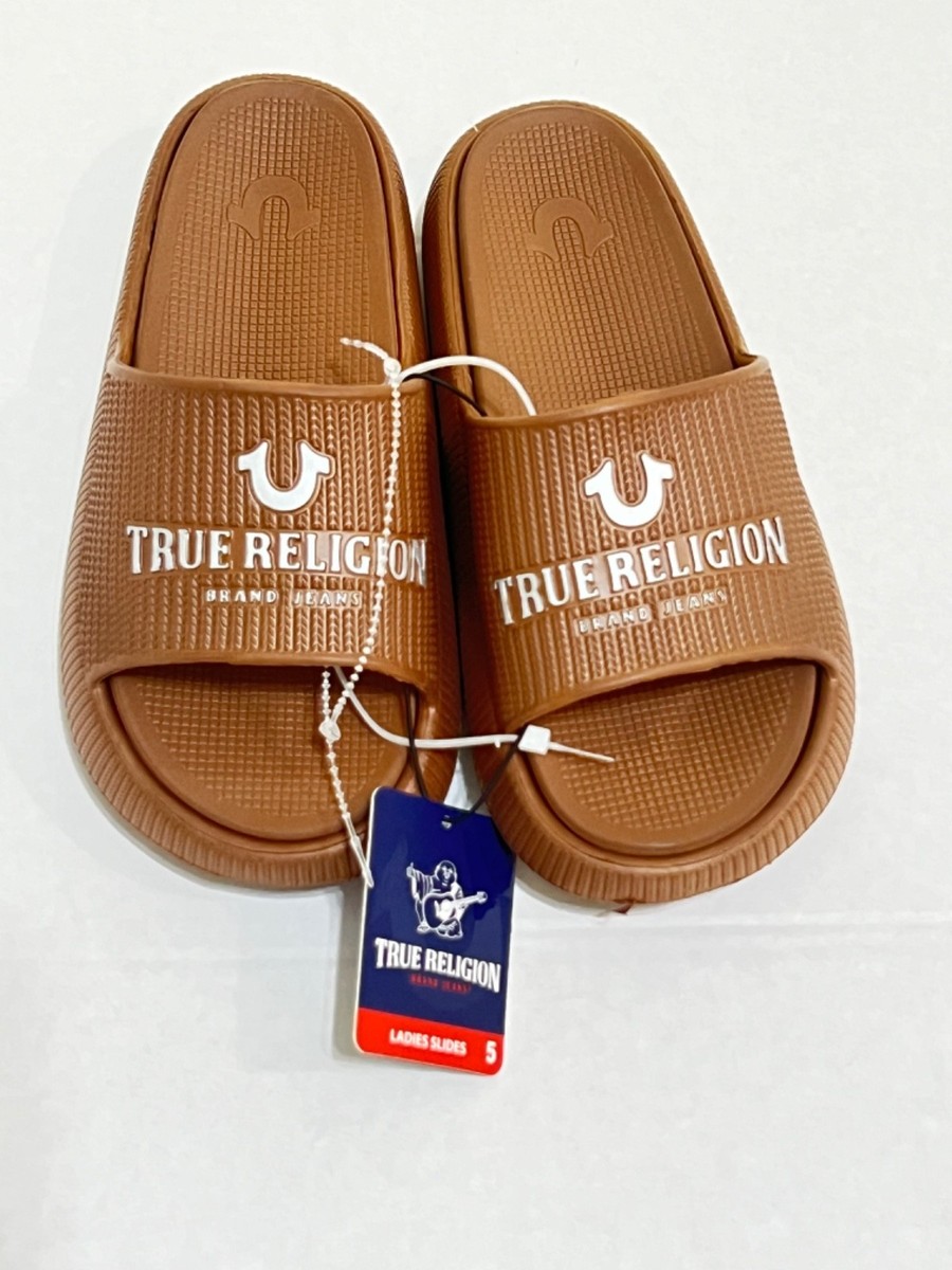 True Religion Comfort Foam Brown Slide Women