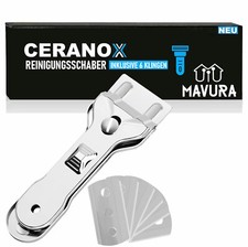 CERANOX Raschietto per Piano Cottura Raschietto per Vetro, 5 Lame di Ricambio Raschietto per Piano Cottura Pulizia