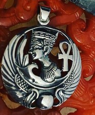 Solid silver egyptian pendant With Silver Necklace