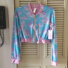 Loveshackfancy X Hurley Under The Sea Mermaid Cropped Bomber Jacket Size S Nwt