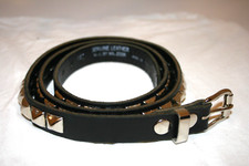 Manzoor Black Genuine Leather studded belt 1  Unisex o/a length 41.5 inches