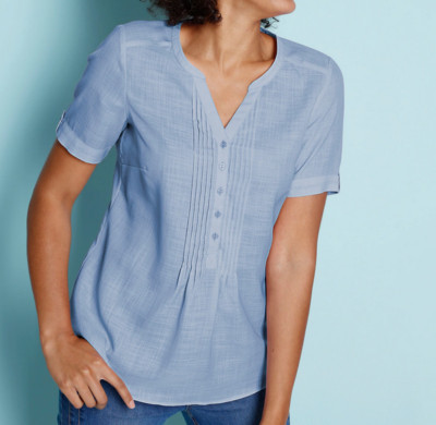 230117 Witt Weiden Damen Bluse kurzarm Schlupfbluse hellblau NEU Gr. 38 - 56