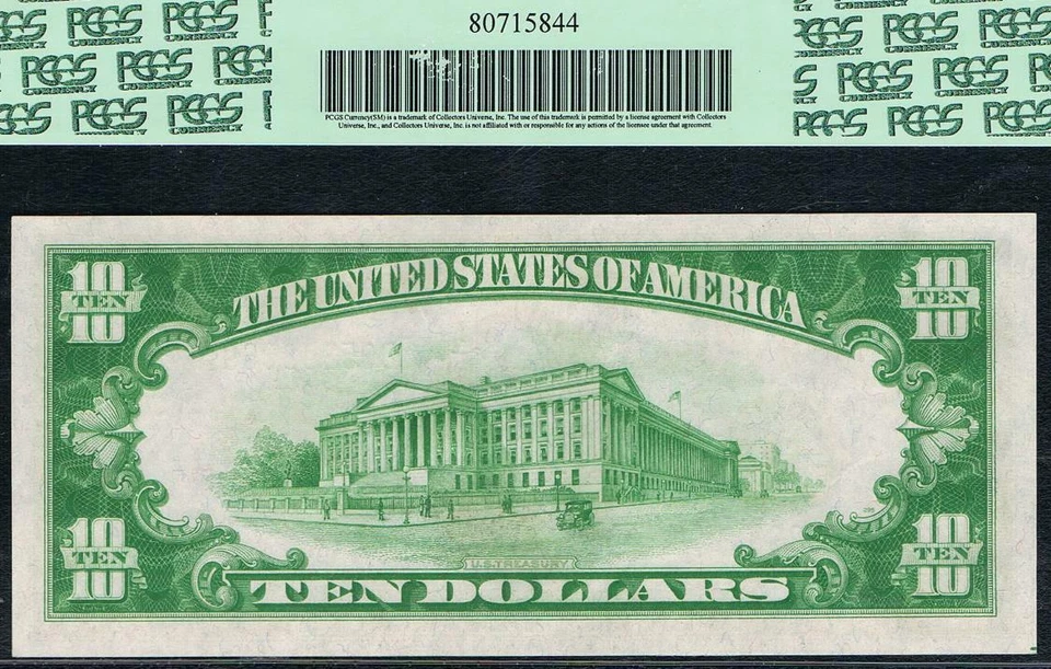 $10 1934 Cleveland FRN. Fr. 2004-Dlgs. LIGHT GREEN SEAL. LGS. PCGS 66 PPQ - Image 2 of 2