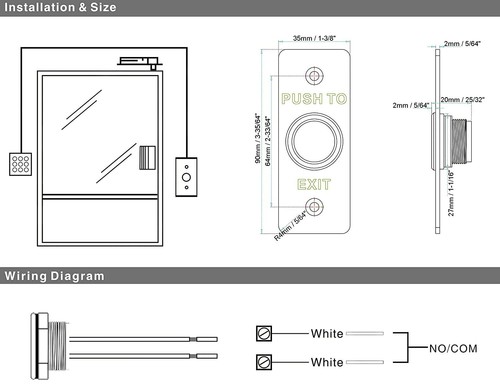 Momentary Push to Exit Button Outdoor Waterproof Rated IP68 for Access Control - Picture 4 of 4
