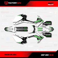 White & Green Shift Racing Graphics kit fits Honda Crf450 13-16 Crf 450 Decal