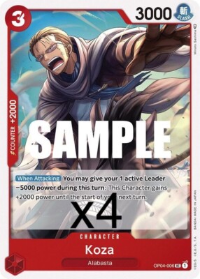 4X One Piece Card Game Koza OP04-006 Uncommon NM