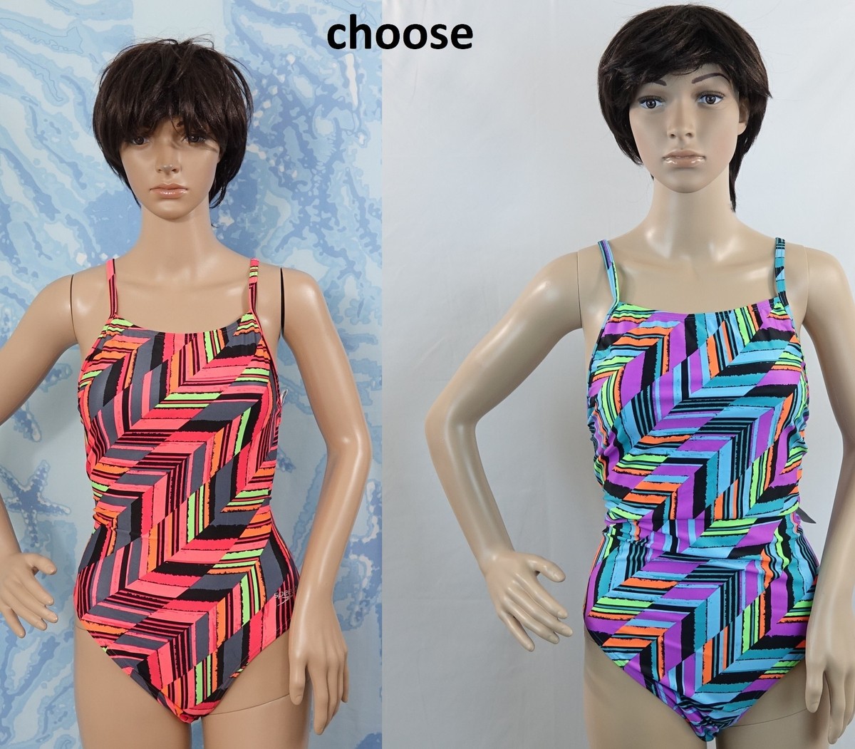 SPEEDO Atomic Red or green Angles PowerFLEX Eco 1pc Swimsuit,8/34