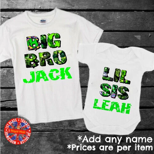 GILDAN / GEORGE The Hulk Collage Big & Little Brother Sister Matching T-shirt Set Siblings Gift