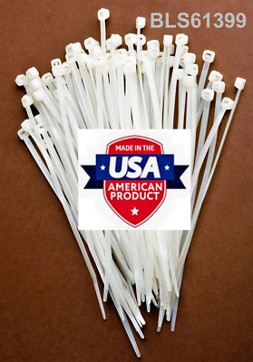 USATOUGHTIES 100 USA Made TOUGH TIES 4" inch 18lb Nylon Tie Wraps Wire Cable Zip Ties White