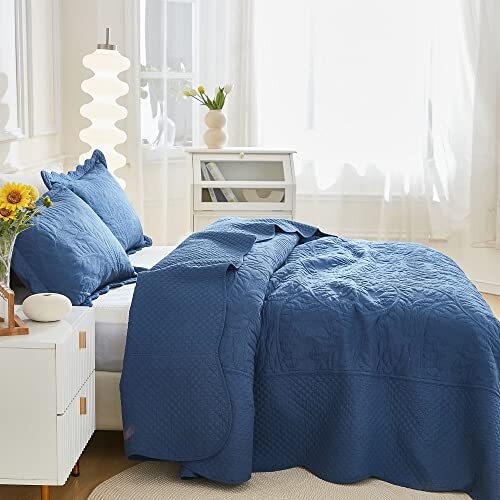 3Piece 100 Cotton Oversized Bedspread Set Queen (100"x106") Midtone
