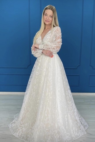 Sweetheart A line wedding dress Ivory Glittery Gown size 12 14 16 - Picture 8 of 24