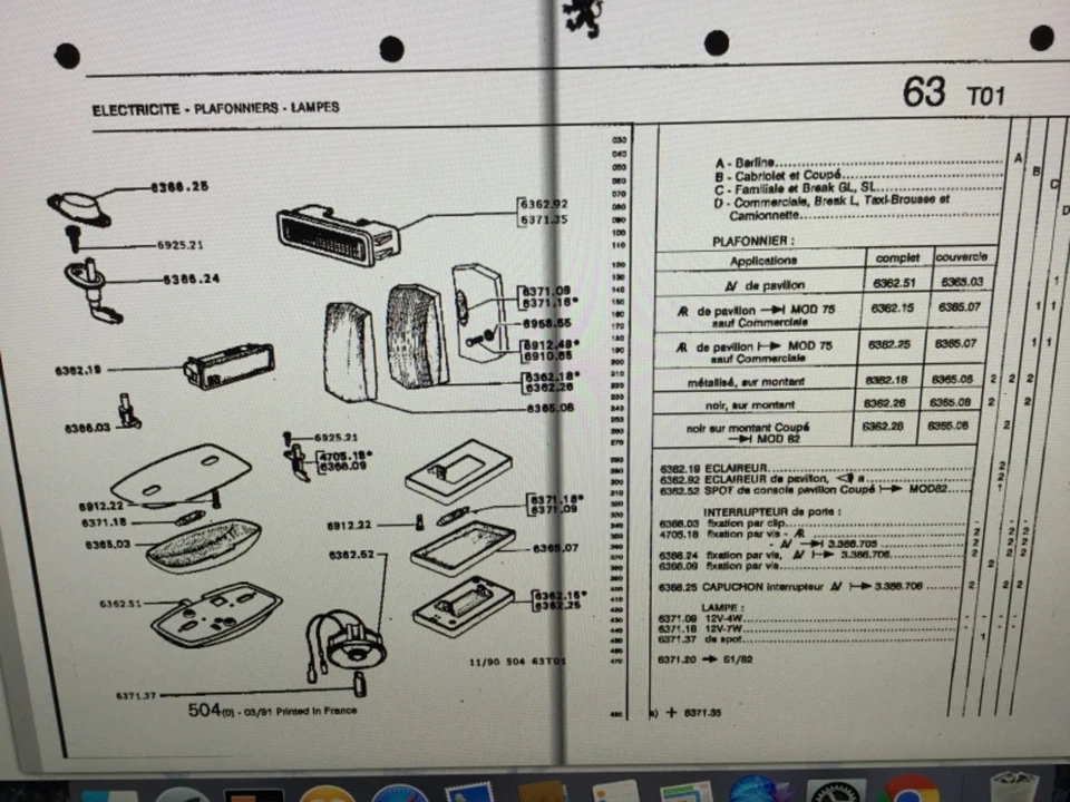 GENUINE Citroen Peugeot 504 404 304    interior roof light 636215 - Image 4 of 4