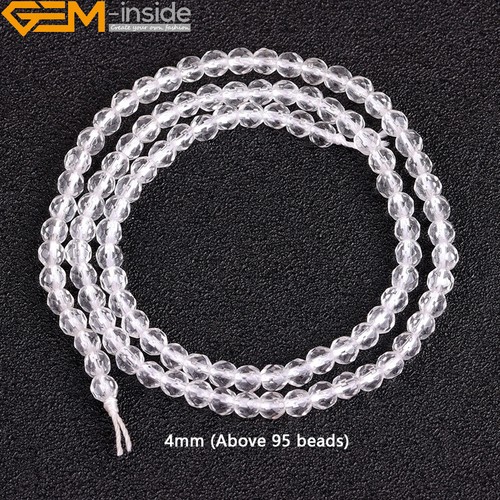 Faceted White Rock Clear Crystal Quartz Natural Stone Round Beads Jewelry Making - Picture 23 of 56