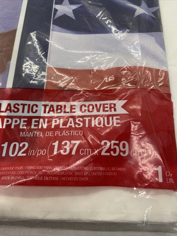 Waving Flag Tablecover Plastic 54 x 102 July 4th Stars Stripes - Image 3 of 4