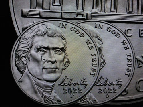 2022-P&D- JEFFERSON NICKEL FROM  BU BANK ROLLS-(2 COINS)---IN HAND---SHIP NOW