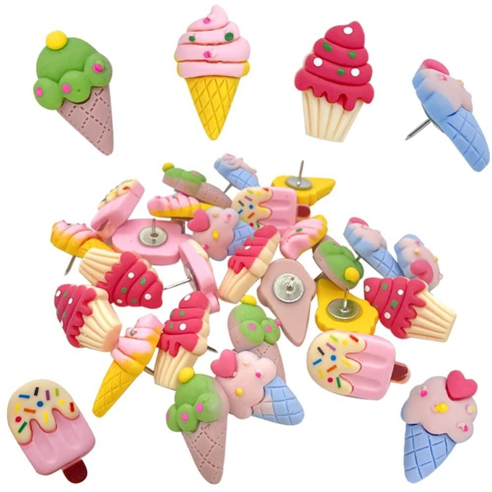 20 Pcs 20 Pcs Push Pins Resin Thumbtack Ice Cream Shape Office Supplies