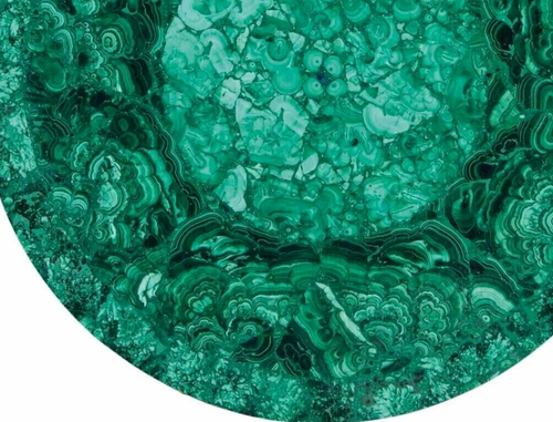 Tavolino da caffè 24" rotondo artigianale in pietra malachite interno unico ed elegante - Foto 6 di 8