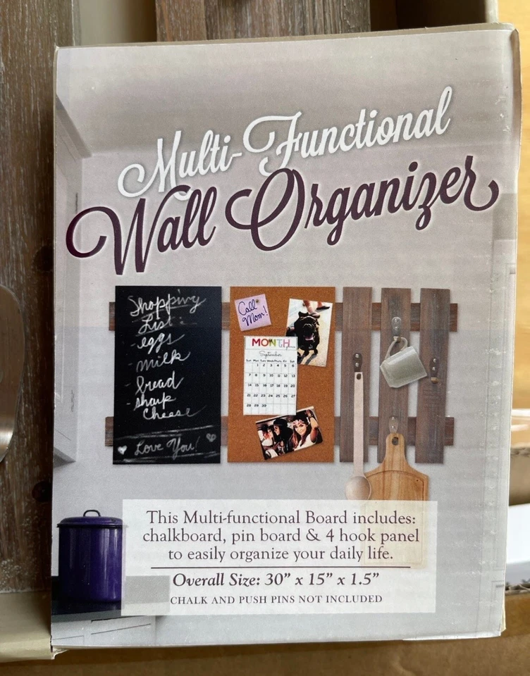 Enhanced Multi-Functional Wall Organizer:,Cork Board, Chalk Board,and Hook Panel - Image 4 of 4