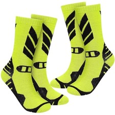 Warm Kids Ski Socks - 2 Pairs Merino Wool Skiing Socks, 10-13 Years Green