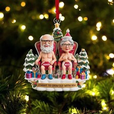 Personalized Funny Couple 2D Flat Ornament,  Let  s Grow Old Together"