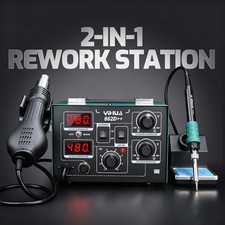 YIHUA 750W Soldering Station 2-in-1 SMD Hot Air Gun Desoldering Rework Staiton