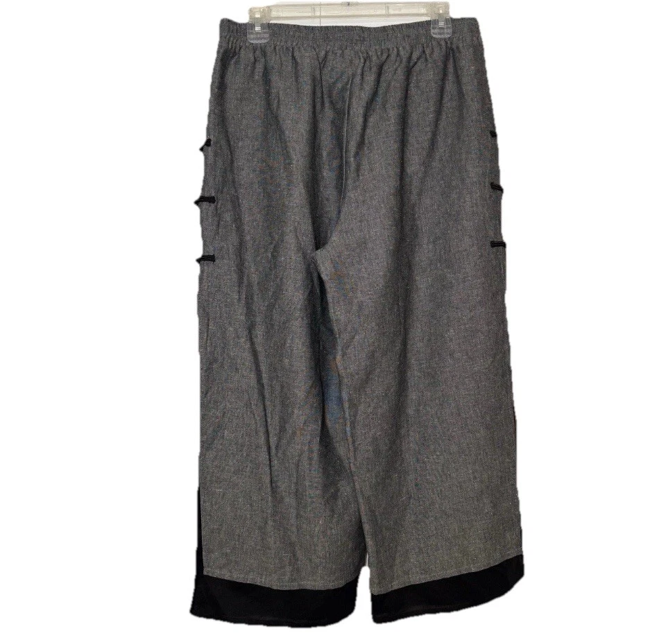 NWT Lintico Cropped Wide Leg  Linen Elastic Waist Pull On Pants Lagenlook XXL H4 - Image 3 of 4