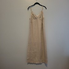 Hirsch & Timber Beige Tan Linen Maxi Dress Slip Size S Lagenlook Boho Minimalist
