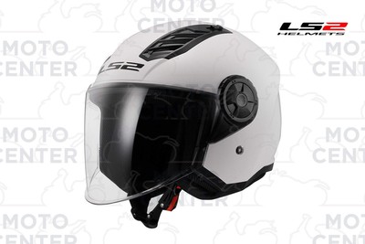 Helm Jet LS2 OF616 Airflow II Weiß Glänzend Visier Lang Größe XXXL ( 65-66 CM