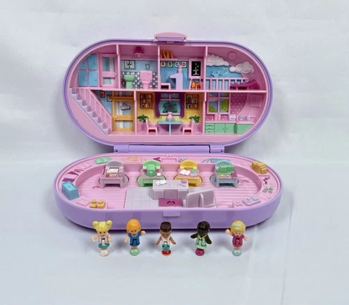 Polly Pocket Vintage Bluebird 1992 Stampin School Stamper Complete Play Set