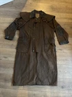 VTG Harry Brown Originals Mens Wax Jacket Trench Coat LARGE Leather Pads HELLBOY