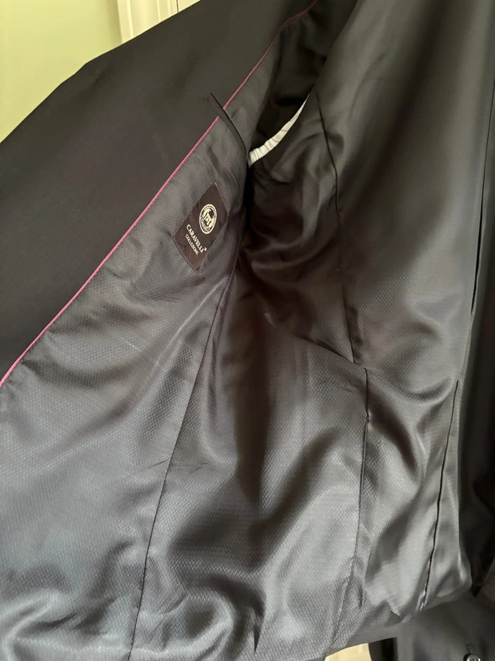 全新带标签男式黑色 Caravelli 经典版型 36R/30W 2 按钮平前西装 — 第 3/4 张图片