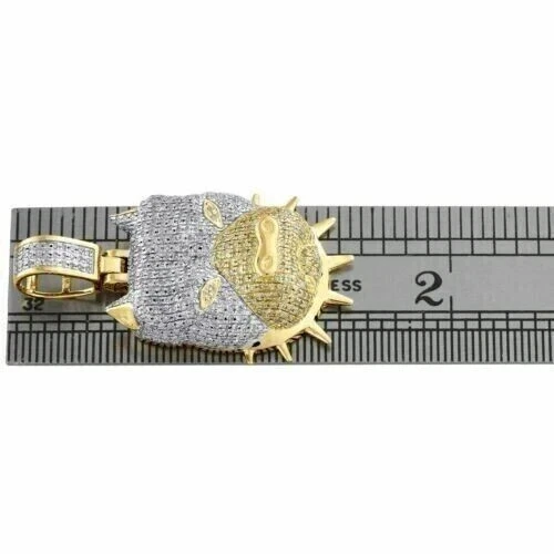 Colgante Pit Bull Spike Collar Perro 2.00Ct Creado en Laboratorio Chapado en Oro Amarillo 14K Foto 4 de 4