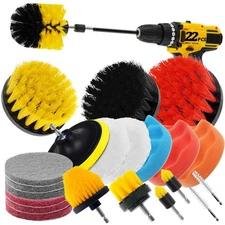 22 Pcs Drill Attachments Set, Scrub Pads & Sponge & Wire Brush, Power Scrubbe...