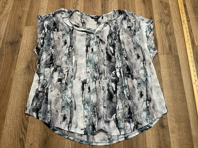 #ad #ad Simply Vera Vera Wang Blouse Women#x27;s XL Black White Green Short Sleeve V neck $19.99